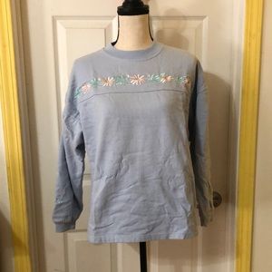 Milano sport baby blue daisy embroidered sweatshirt.